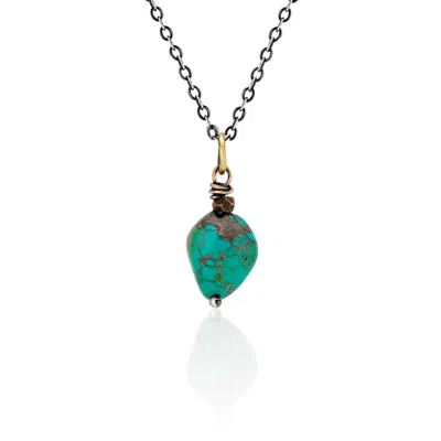 Cartography Men's Green / Blue / Silver Turquoise - Stone Necklace On Sterling Silver Chain