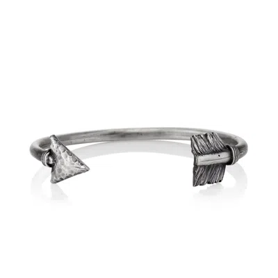 Cartography Men's Grey / Silver Sebastian's Arrow - Sterling Silver Cuff In Gray