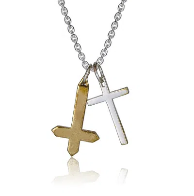 Cartography Men's Robert - Cross Necklace In Sterling Silver And Brass
