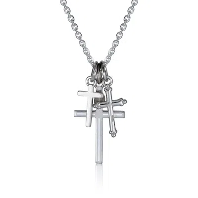 Cartography Men's Trinity Necklace - Trio Of Sterling Silver Crosses