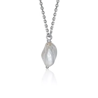 Cartography Men's White / Silver White Pearl Necklace - On Sterling Silver Chain