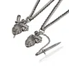 Cartography Men's With Love Dagger In Heart - Anatomical Heart Necklace In Sterling Silver