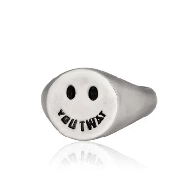 Cartography Men's You Twat - Smiley Ring In Sterling Silver