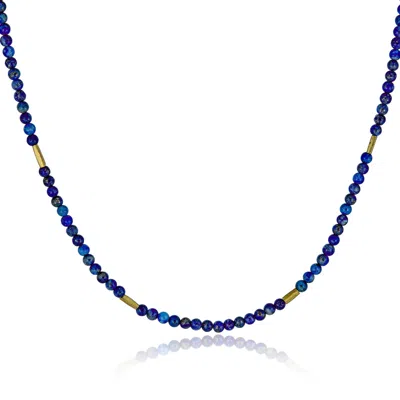 Cartography Women's Blue / Gold Blue - Lapis And Brass Bead Necklace In Blue/gold