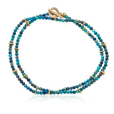 Cartography Women's Blue / Green / Gold The Aegean - Chrsyocelllo Beaded Necklace In Blue/green/gold