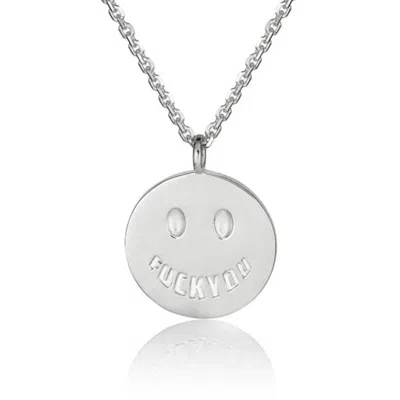 Cartography Women's Fuck You Smiley Necklace In Sterling Silver