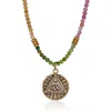 Cartography Women's Gold / Green / Pink Eye Of Providence / Evil Eye On Pink, Green And Yellow Tourmaline Neckla In Multi
