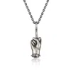 Cartography Women's Grey / Silver Pay It No Mind - Middle Finger With Rose Necklace In Sterling Silver In Gray