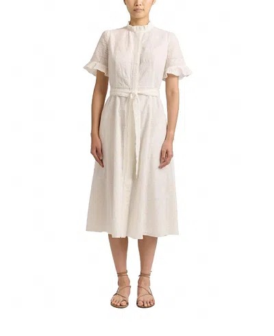 Cartolina Aria Eyelet Midi Dress In White