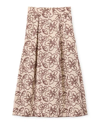 Cartolina Bea Embroidered Midi Skirt In Brown