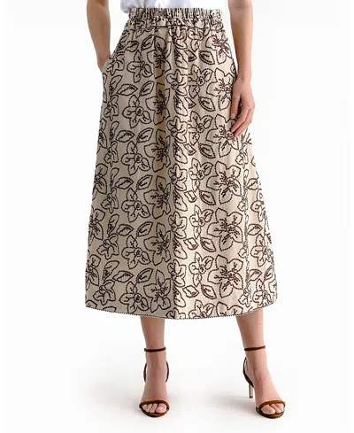 Cartolina Bea Embroidered Midi Skirt In Multi