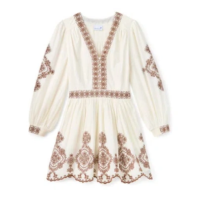 Cartolina Blake Embroidered Mini Dress In Neutral