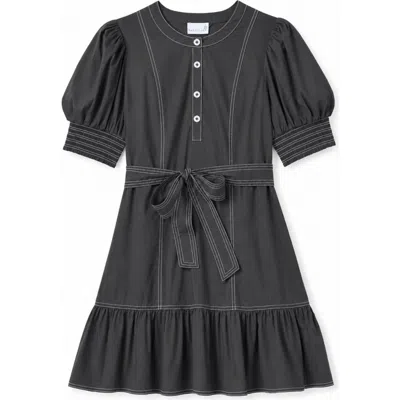 Cartolina Bonnie Cotton Poplin Mini Dress In Black