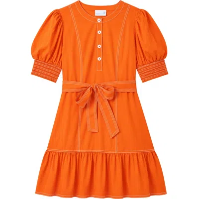Cartolina Bonnie Cotton Poplin Mini Dress In Bright Orange