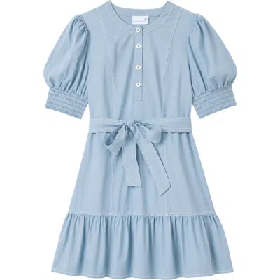 Cartolina Bonnie Cotton Poplin Mini Dress In Light Blue