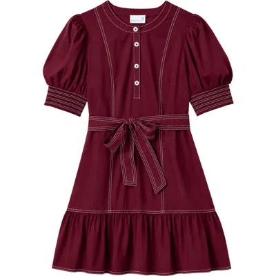 Cartolina Bonnie Cotton Poplin Mini Dress In Maroon