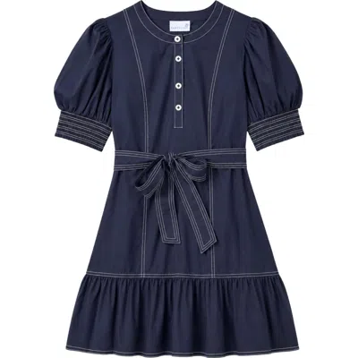 Cartolina Bonnie Cotton Poplin Mini Dress In Navy