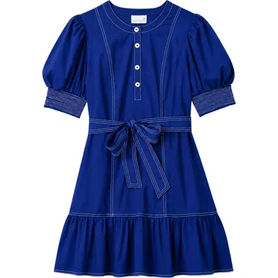 Cartolina Bonnie Cotton Poplin Mini Dress In Royal Blue