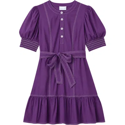 Cartolina Bonnie Cotton Poplin Mini Dress In Royal Purple