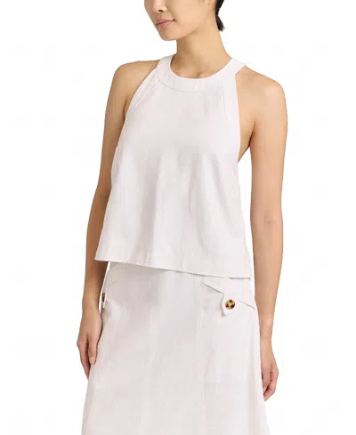 Cartolina Brant Apron Linen Top In White