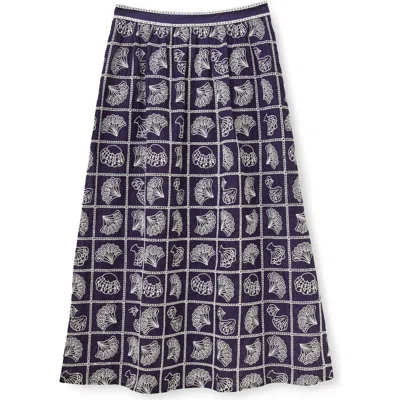 Cartolina Celine Eyelet Midi Skirt In Blue