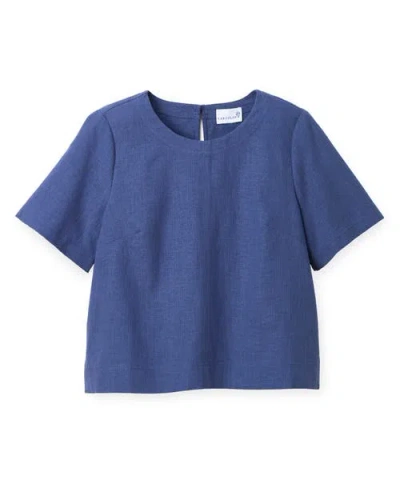 Cartolina Chloe Linen Top In Blue