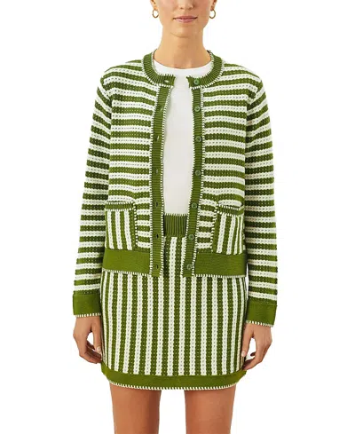 Cartolina Ezra Cardigan In Ivory Stripe
