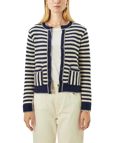 Cartolina Ezra Cardigan In Midnight Blue Stripe