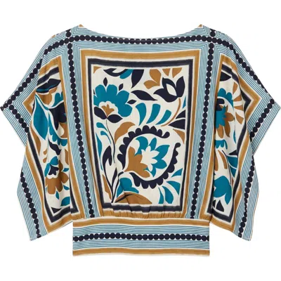 Cartolina Fenna Printed Scarf Top In Stained Glass Floral