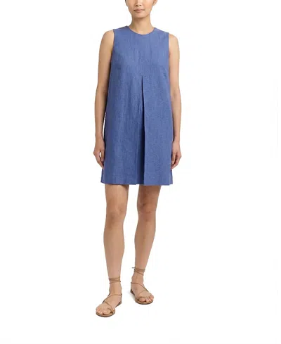 Cartolina Fiona Linen Shift Dress In Blue