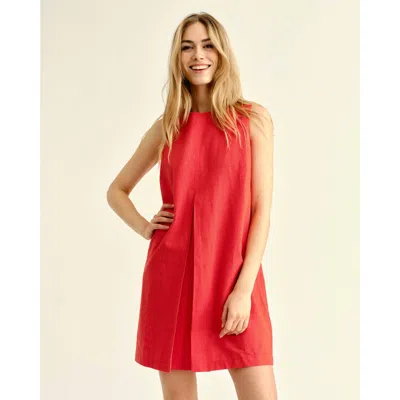 Cartolina Fiona Linen Shift Dress In Red