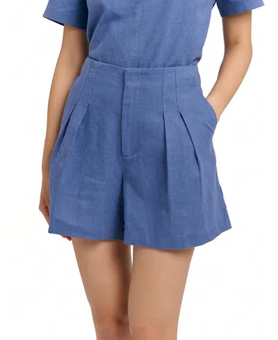 Cartolina Frankie Linen Shorts In Blue