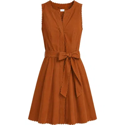 Cartolina Hadley Cotton Poplin Romper In Burnt Orange