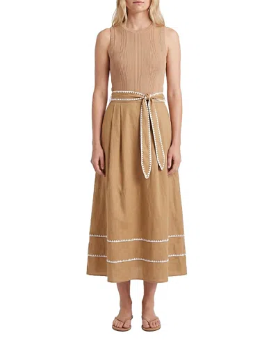 Cartolina Isadora Midi Dress In Brown