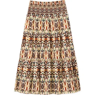 Cartolina Kylie Smocked Midi Skirt In Multi