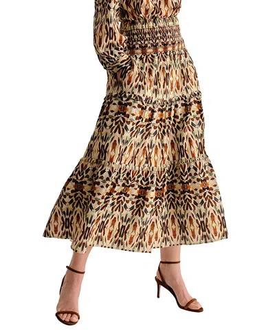 Cartolina Kylie Smocked Midi Skirt In Multi