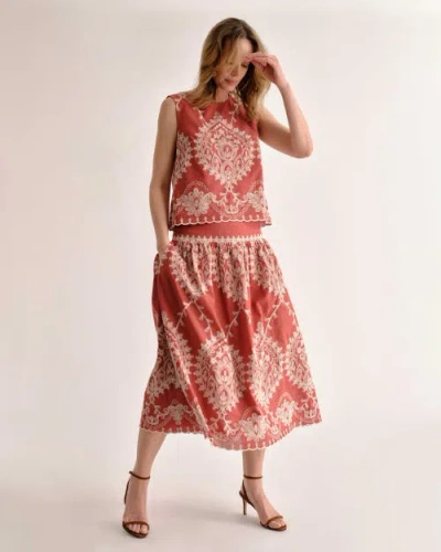 Cartolina Linda Embroidered Shell In Orange