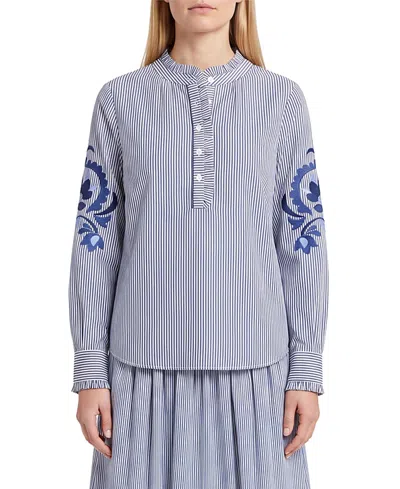 Cartolina Mara Embroidered Top In Blue