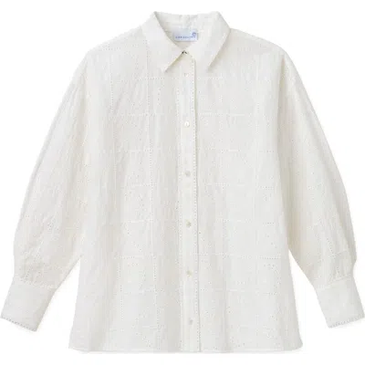 Cartolina Margaux Eyelet Button Down Shirt In White