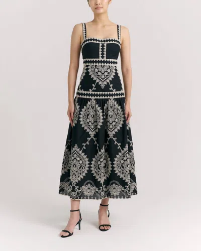 Cartolina Nantucket Adair Midi Dress In Noir In Black