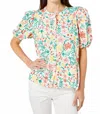 Cartolina Nantucket Adeline Embroidered Top In Multi Floral In Blue