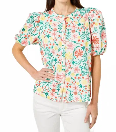 Cartolina Nantucket Adeline Embroidered Top In Multi Floral In Blue