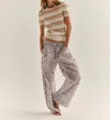Cartolina Nantucket Alexei Short Sleeve Top In Sand Stripe In Multi