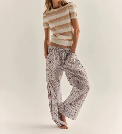 Cartolina Nantucket Alexei Short Sleeve Top In Sand Stripe In Multi