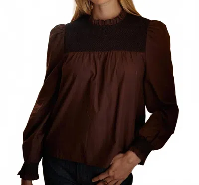 Cartolina Nantucket Cassidy Long Sleeve Top In Chicory In Brown