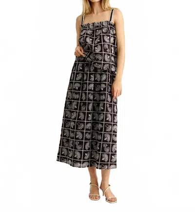 Cartolina Nantucket Celine Midi Skirt In Midnight Blue In Black