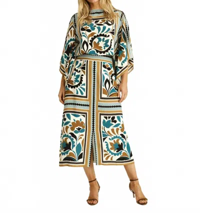 Cartolina Nantucket Clara Midi Skirt In Stained Glass Floral In Multi