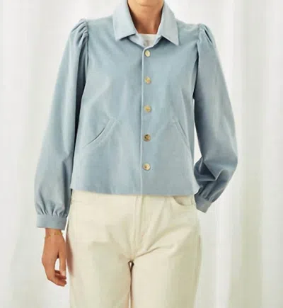 Cartolina Nantucket Colby Snap Front Jacket In Mineral Blue