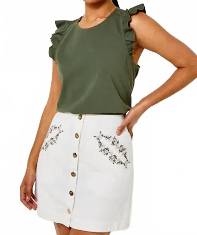 Cartolina Nantucket Embroidered Cosette Skirt In White In Green