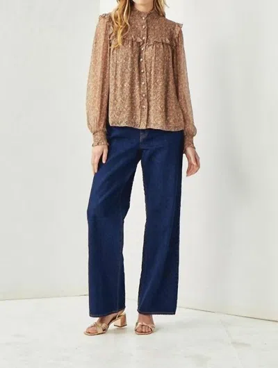 Cartolina Nantucket Eva Blouse In Primrose Floral Nutmeg